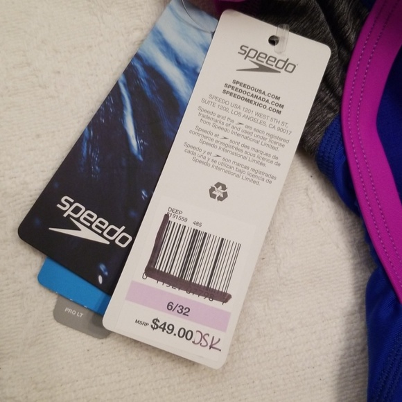 NWT Speedo Pro LT one piece swimsuit blue pink - Picture 3 of 7